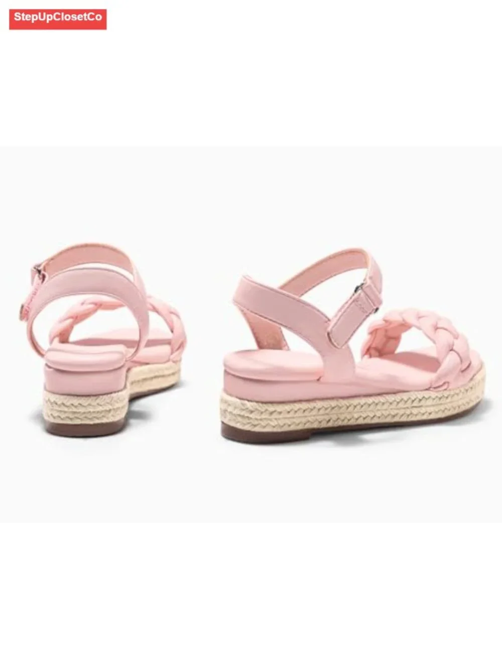Girls Platform Sandals Espadrille Braid Open Toe Ankle Strap Wedge Sandals